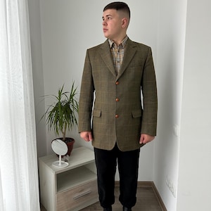 Vintage Blazer Burberry WoolJacket  Mens Eckerle Herrenmoden Woven In The British Isles