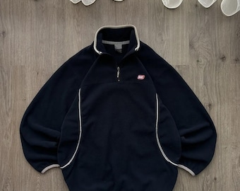 Vintage Nike 1/4 Zip Fleece Blue Big Logo Jacket Y2K