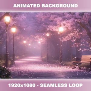 Animated Background for Twitch | Sakura Cherry Blossom Alley | Pink Petals | VTuber Background | Seamless Loop | Stream Overlay | OBS