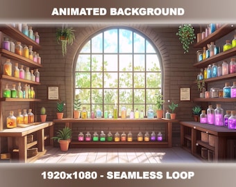 Enchanted Potion Room Animated Background | Twitch VTuber Stream Overlay (Seamless Loop)