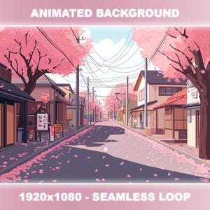 Animated Background for Twitch | Lofi Pink Sakura Town | Cherry Blossom Vibes | VTuber Background | Seamless Loop | Stream Overlay | OBS