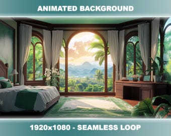 Tropical Bedroom Animated Background | VTuber Stream Overlay (Seamless Loop)