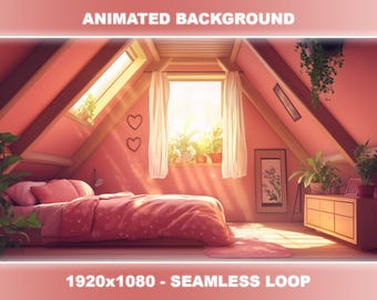 Cozy Lofi Animated Stream Background | Red Attic Bedroom (Seamless Loop)