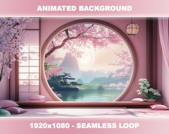 Sakura Lakeside Animated Background | VTuber Stream Overlay (Seamless Loop)