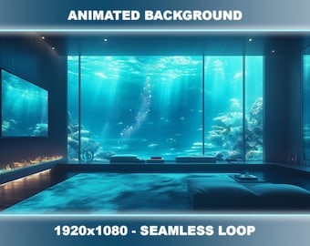 Underwater Lounge Animated Background | Twitch, VTuber Seamless Loop (Digital Download)