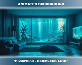 Underwater Room Animated Background | Seamless VTuber Stream Overlay (Digital Download)