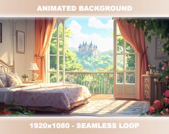 Spring Garden Castle View Animated Twitch Background (Seamless Loop)