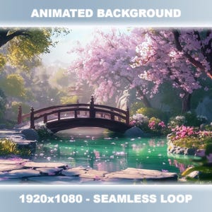 Animated Background for Twitch | Sakura Japanese Spring Garden | Cherry Blossom | VTuber Background | Seamless Loop | Stream Overlay | OBS