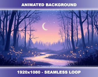 Magical Forest Animated Stream Background | Lofi, VTuber, Seamless Loop (Digital Download)