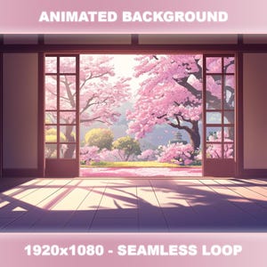 Animated Background for Twitch | Lofi Pink Sakura Garden | Cherry Blossom | VTuber Background | Seamless Loop | Japan | Stream Overlay | OBS