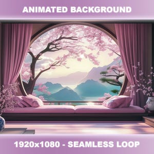 Animated Background for Twitch | Sakura Dreamy Room | Japanese Cherry Blossom | VTuber Background | Seamless Loop | Stream Overlay | OBS