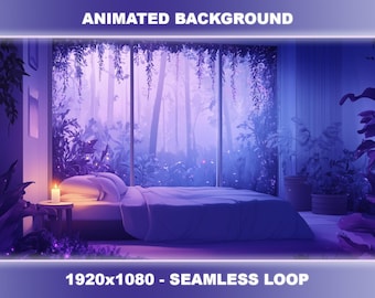 Enchanted Forest Bedroom Animated Stream Background | Magical Lofi Vibes (Seamless Loop)