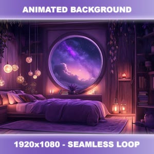 Celestial Bedroom Animated Background | VTuber Stream Overlay (Seamless Loop)