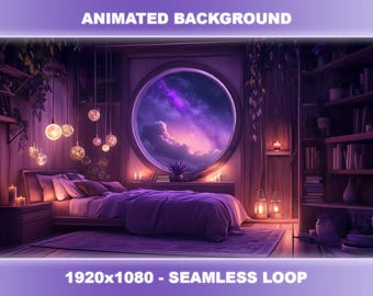 Celestial Bedroom Animated Background | VTuber Stream Overlay (Seamless Loop)
