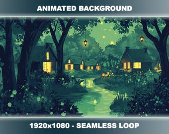 Magical Fairy Village Animated Stream Background | Enchanted Forest VTuber Overlay (Seamless Loop)