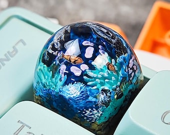 Blue Coral Artisan Kecap, Custom Keycap, Character Keycap, Birthday Gift