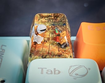 Wall-e Keycap, Eve Keycap, Mechanical keyboard, Cartoon Artisan Kecap, Custom Keycap, Character Keycap, Birthday Gift, Christmas Gift