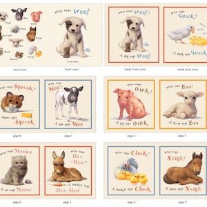 Who Says Woof Children&#39;s Cloth Book Panel by John Butler for Elizabeth Studios 36 x 45 InchesW