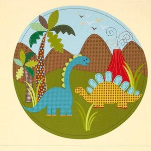 Dinosaur Children&#39;s Fabric Panel from Michael Miller 23 x 44 Inches