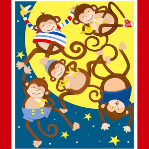 Monkey Business 24 x 44 Inch Children's  Fabric Panel from Henry Glass