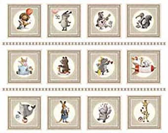Animal Alphabet Picture Patches Children's Fabric Panel, 36 x 44 inches