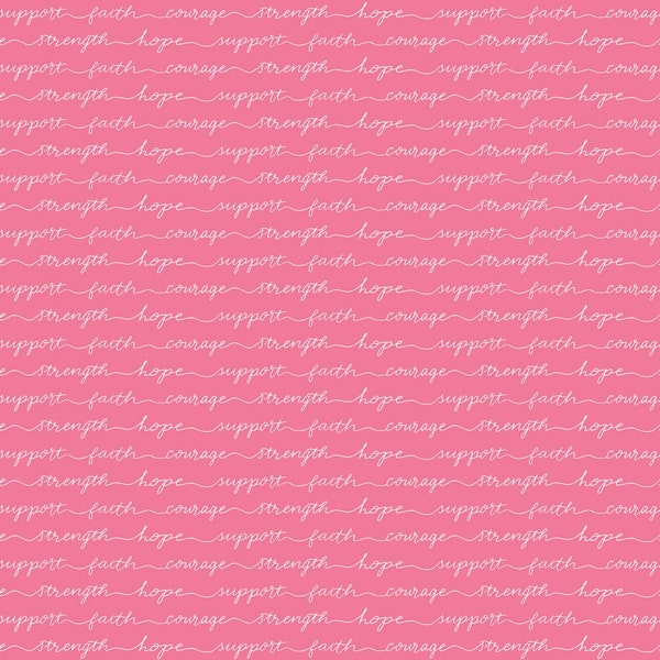 Hope In Bloom Pink Words Of Support, Pink Fabric Yardage by Katherine Lenius for Riley Blake Designs 43/44 Inches Wide