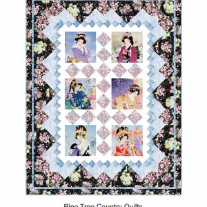 Gracefully Framed Asian Inspired Quilt Pattern by Pine Tree Country Quilts