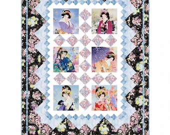 Gracefully Framed Asian Inspired Quilt Pattern by Pine Tree Country Quilts