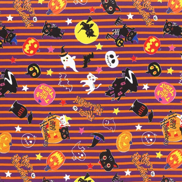 HALLOWEEN FABRIC,  Happy Halloween Cotton Fabric by Lecien of Japan 42 inches wide
