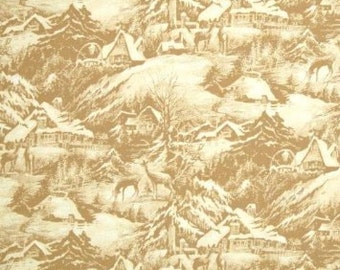 Out Of Print Fabric, Snowy Eve Cotton Fabric by Sentimental Studios for Moda