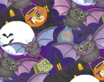 Happy Haunting Halloween Bats 44/45 Inches Wide from Springs Creative, Cotton