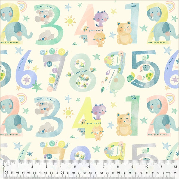 Count On Me Multi Counting Cotton Children's Fabric from Windham Fabric, 43/44 inches wide