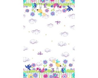 Bird's Buddies Double Border, Cotton  by Susybee for Clothworks 44/45 Inches Wide