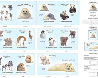 Animal Friends Cloth Book Panel, Whose Baby Am I by John Butler from Elizabeth Studios