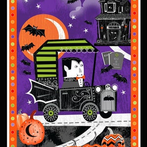 Halloween Panel, Vampire Halloween Cotton Panel 24 x 44 inch Glow In The Dark Panel by Henry Glass