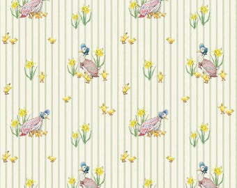 Beatrix Potter Peter Rabbit and Friends Cloud Duck Strip Cotton 43/44 inches wide from Riley Blake Designs