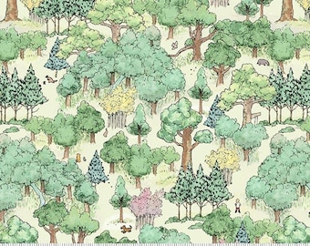 Classic Winnie the Pooh Cotton, Multi Green Forest by W.A. Dodge