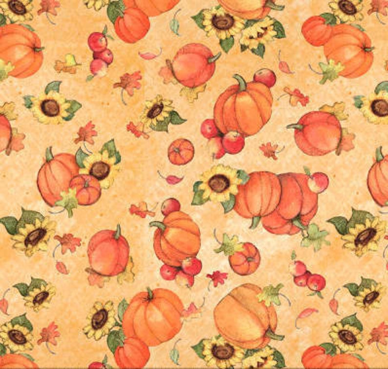 Harvest Pumpkin and Sunflowers Cotton by Springs Creative FALL FABRIC