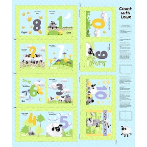 Hellblaue Lewe the Ewe 36&quot;Coth Storybook Baumwollpanel von Susybee Kinder Fabric Line