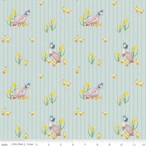Beatrix Potter Peter Rabbit and Friends, Duck Stripe Blue, Cotton 43/44 inches wide from Riley Blake Designs