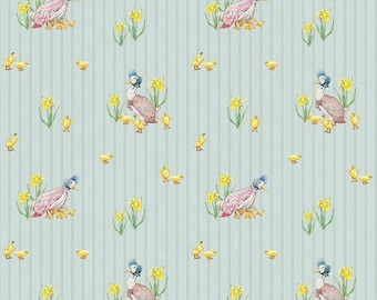 Beatrix Potter Peter Rabbit and Friends, Duck Stripe Blue, Cotton 43/44 inches wide from Riley Blake Designs