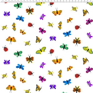 Colorama Multi Butterflies Cotton Fabric by Tracey English for Clothworks Fabrics 43/44 inches wide