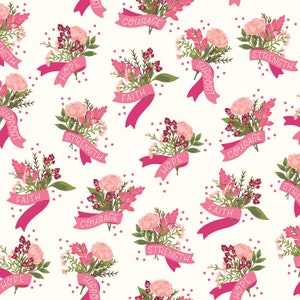 Hope In Bloom White/Multi Cotton Fabric Yardage from Katherine Lenius for Riley Blake Designs 43/44 Inches Wide