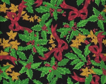 Tkanina bawełniana Holly Berry Christmas o szerokości 45 cali