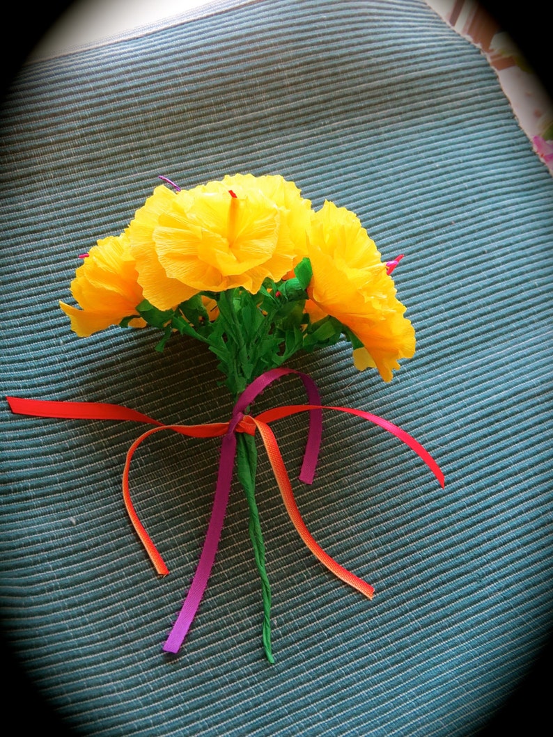 Sm Day of the Dead YELLOW Carnations Paper Flowers Vibrant Etsy