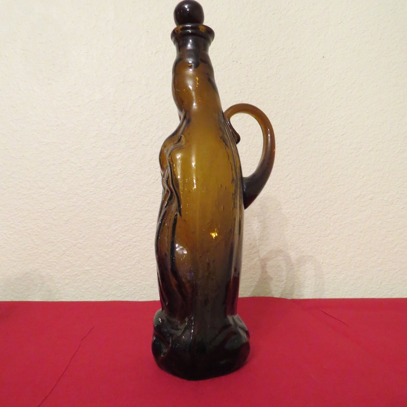 Vintage GUADALUPE 10 Hand Blown Souvenir Holy Water Bottle with Stopper and Pontil Scar from Mexico No Chips or Cracks image 4