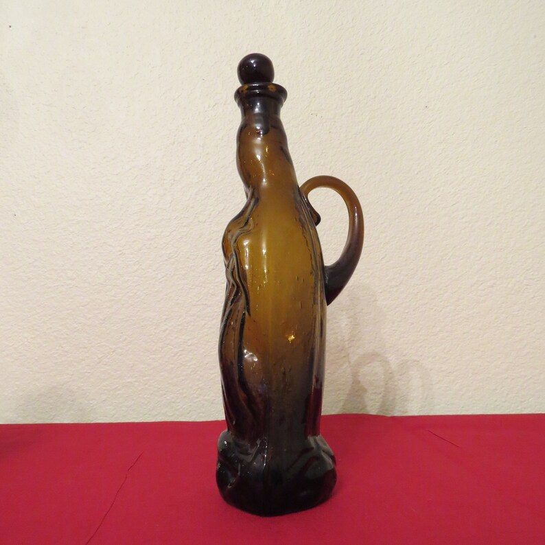 Vintage GUADALUPE 10 Hand Blown Souvenir Holy Water Bottle with Stopper and Pontil Scar from Mexico No Chips or Cracks image 5