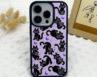 Coque de téléphone chat noir pour iPhone Air iPhone 17 16 15 14 13 12 11 iPhone Pro/Pro Max coque iPhone Mini XR XS MAX SE2020 cadeau personnalisable