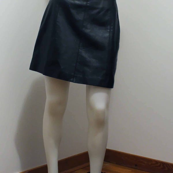 Vintage 1980 Bagatelle leather mini skirt, size 28 waist