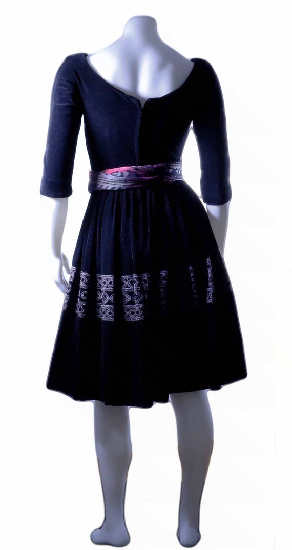 mid century 1950 Jonathan Logan velvet dress, wit… - image 3